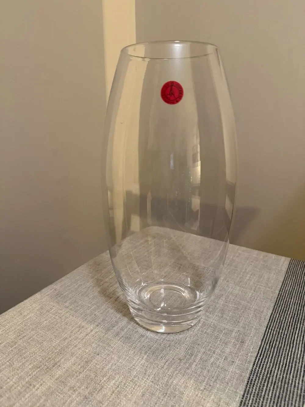 🏺Handcrafted Polish Art Glass Vase Clear Modern Minimalist 11.75” Tall
